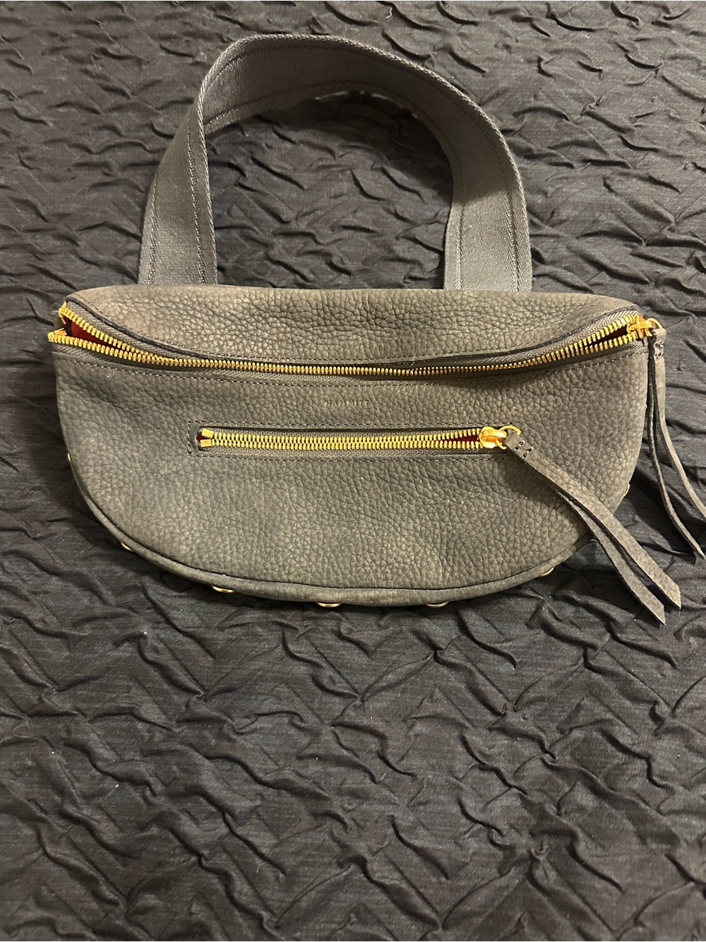 Hammitt Pebbled Grey Crossbody with Gold Hardware